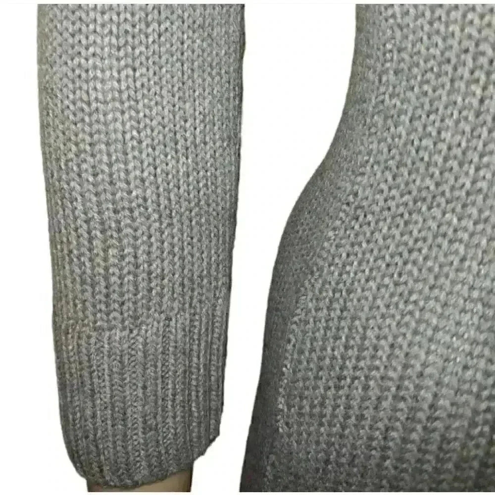Banana Republic Women's Gray Cotton/Rayon/Nylon Cable Knit Scoop Neck 3/4 Sleeve - Picture 4 of 14